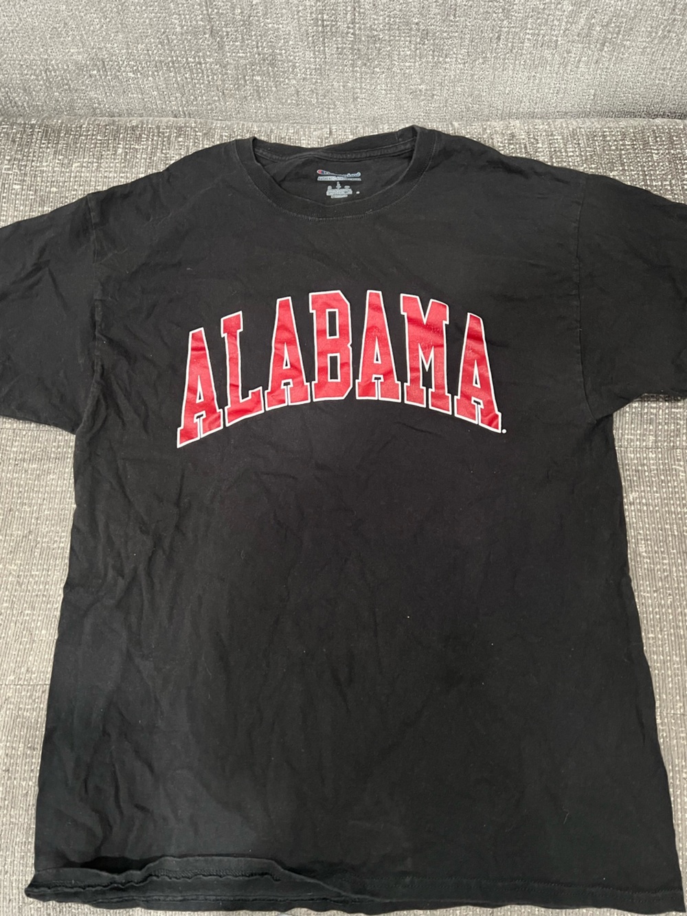 Champion Black Short Sleeve Tee with Red Alabama Chest Graphic